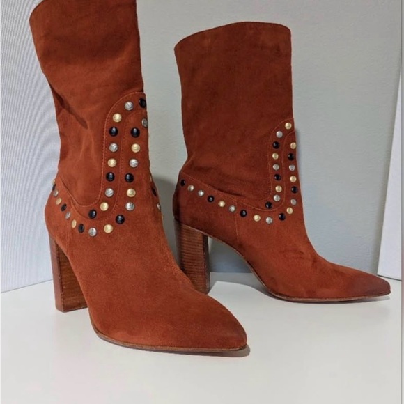 Free People Studded Dakota Boots (Red) - Hardly Worn - Picture 2 of 2